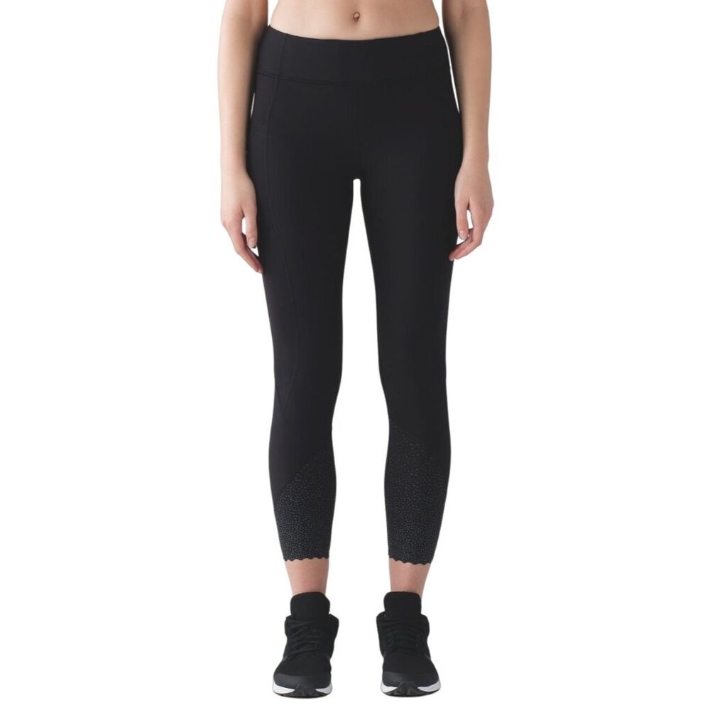 Lululemon Womens Black Tight Stuff Tights II 25" Inseam Nylon Size 4